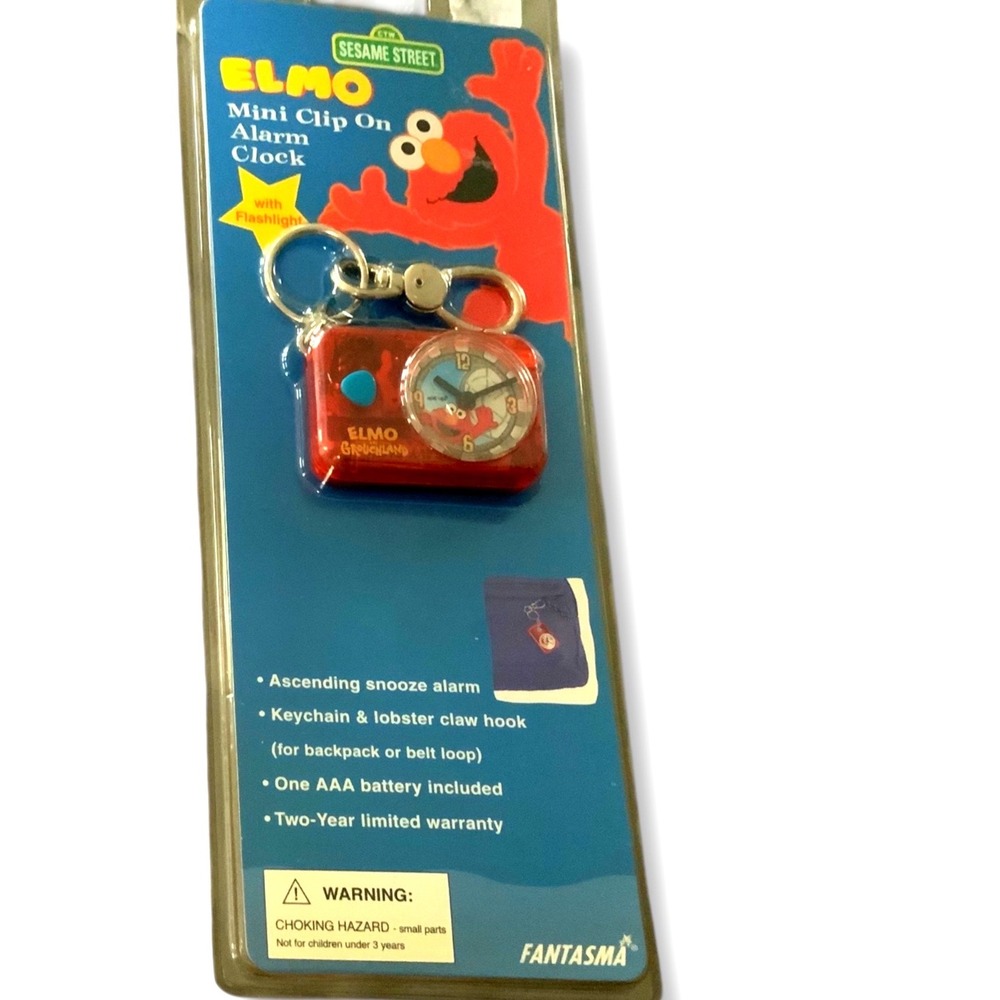 Vintage Elmo Mini Clip On Alarm Clock with Flashlight NEW